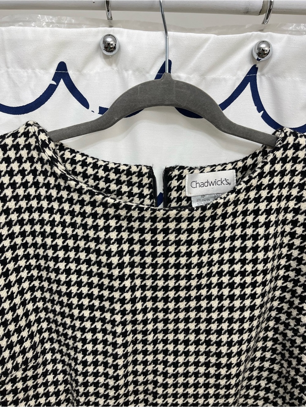 Chadwicks Black and White Houndstooth Long Sleeve Dress